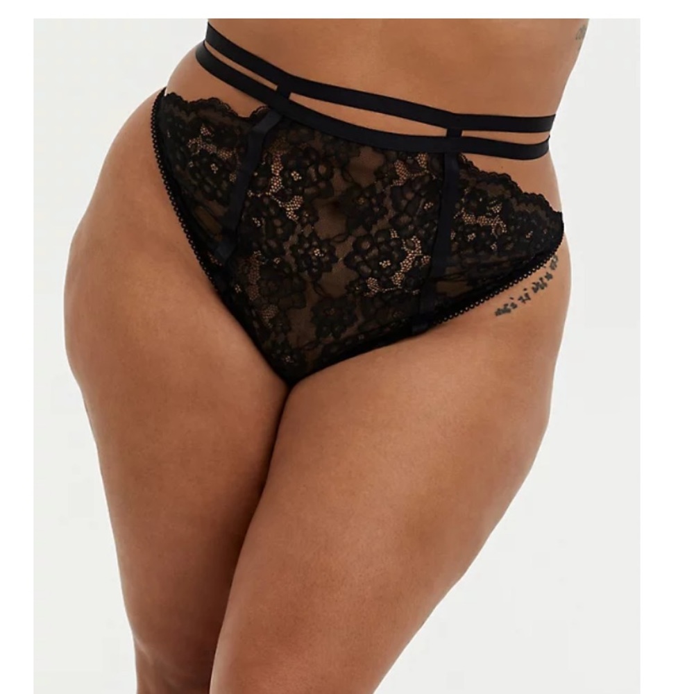Torrid Black Lace Cutout Thong Panty